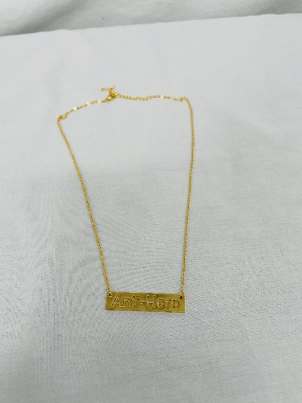 Stainless Steel Anti-Hero Gold Bar Necklace